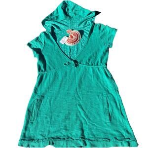 Curious Gypsy Terry Cloth Cover Up Dress M Teal Beach Pool